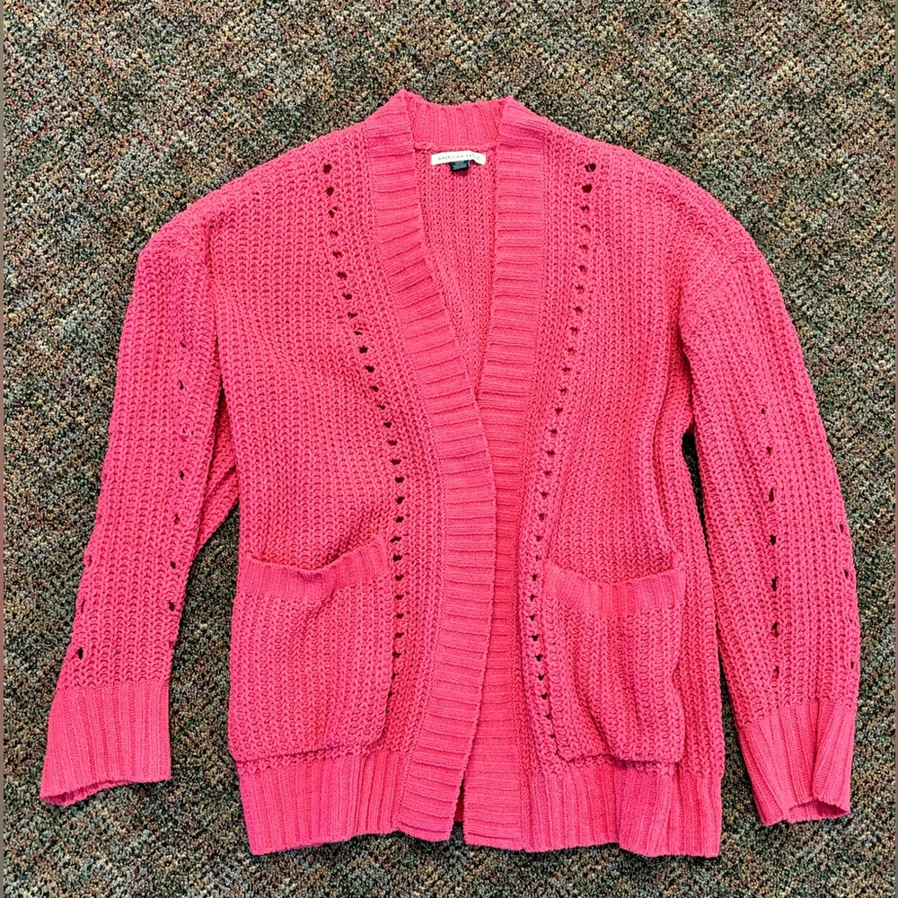 American Eagle Slouchy Chenille Cardigan Rose Small